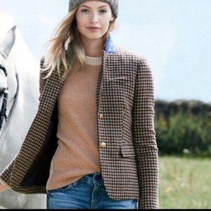 J Crew Mercantile Tan Houndstooth Blazer EUC
